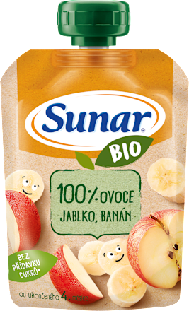 BIO ovocná kapsička jablko, banán 4m+ Sunar