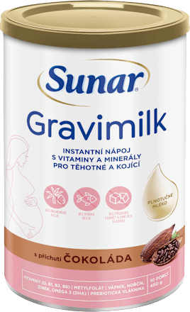 Gravimilk s príchuťou čokoláda pre tehotné a dojčiace ženy Sunar