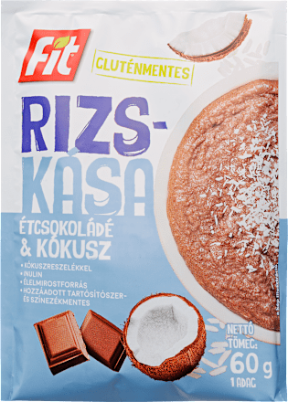 Gluténmentes rizskása, étcsokoládé-kókusz fit