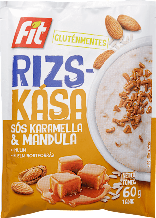 Gluténmentes rizskása, sós karamell-mandula fit