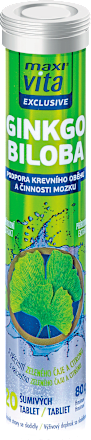 Šumivé tablety Ginkgo Biloba s príchuťou zeleného čaju a citrónu Maxi Vita