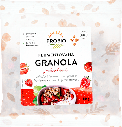 fermentovaná granola jahodová PROBIO