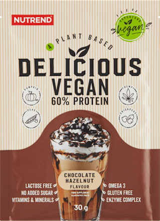 Delicious Vegan Protein čokoláda + lískový ořech NUTREND
