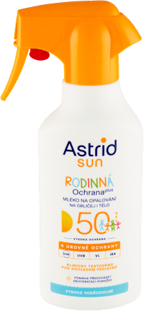 sun mléko na opalování rodinné ochrana plus SPF50 Astrid