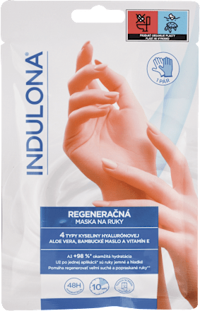 Regeneračná maska na ruky so 4 typmi kyseliny hyalurónovej 1 pár Indulona