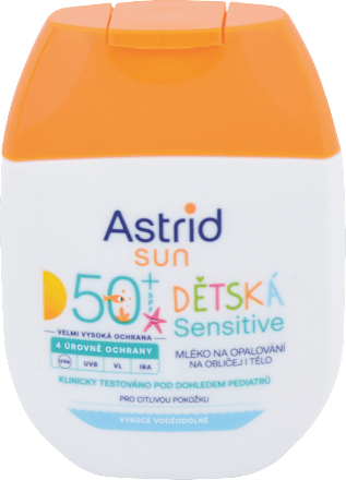 Detské mlieko na opaľovanie SUN Sensitive OF50+  Astrid