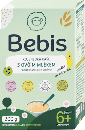 Pšeničná kaša s ovčím mliekom jablkovo-banánová Bebis