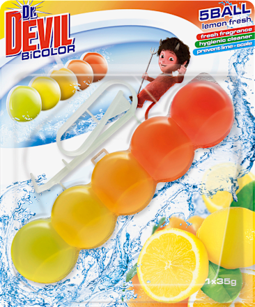 Odorizant de wc bicolor cu aromă de lamâie Dr.DEVIL