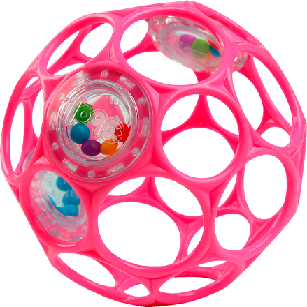 Ohybná loptička Oball Rattle - 0 m+, ružová Oball
