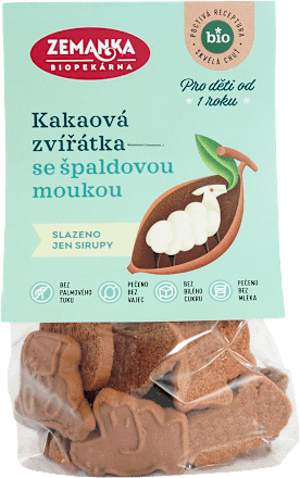 bio kakaová špaldová zvířátka Biopekárna Zemanka