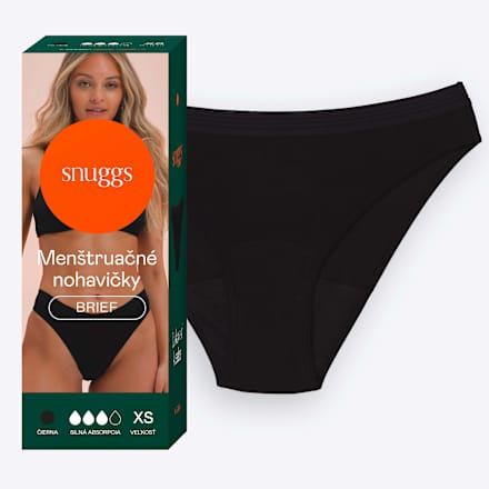 Menštruačné nohavičky Brief - čierne, silná absorpcia, veľ. XS snuggs