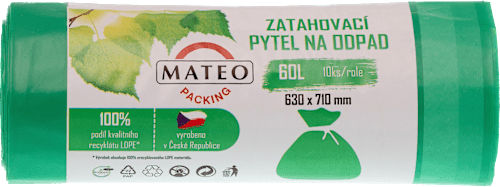 zatahovací odpadkové pytle 60 L, 630x710 mm MATEO PACKING