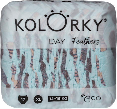 Plienky Day veľkosť XL (12 - 16 kg) - pierka Kolorky