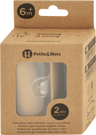 Súprava silikónových zubných kefiek na prst Ochre&Green - 6m+ Petite&Mars