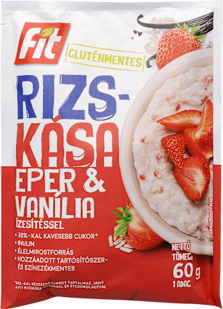 Gluténmentes rizskása, eper-vanília fit