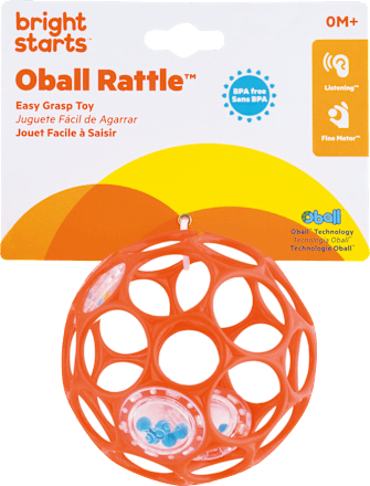 Ohybná loptička Oball Rattle - 0 m+, oranžová Oball