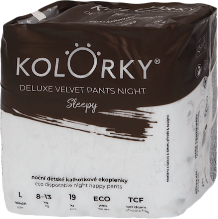 Nočné plienkové nohavičky Deluxe Velvet Sleepy - L (8-13 kg) Kolorky