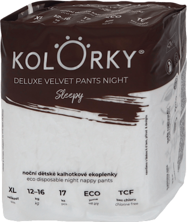 Nočné plienkové nohavičky Deluxe Velvet Sleepy - XL (12-16 kg) Kolorky