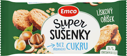 Super sušenky s příchutí lískový oříšek Emco