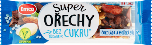 Super tyčinka ořechy čokoláda a mořská sůl Emco
