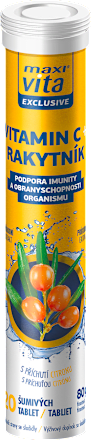 Šumivé tablety Vitamín C + Rakytník s príchuťou citrónu Maxi Vita