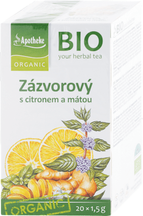 Zázvorový čaj s citrónom a mätou Apotheke