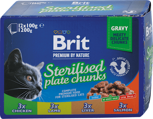 Premium By Nature kapsičky pro kastrované kočky 12x100g, Multipack Brit