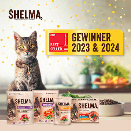 Nassfutter Katze mit Rind, Truthahn, Huhn & Ente, Multipack (24x85 g) Shelma
