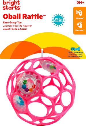 Ohybná loptička Oball Rattle - 0 m+, ružová Oball