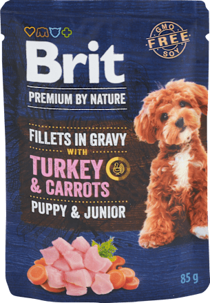Krmivo pre šteniatka a mladé psy Premium By Nature morčacie mäso s mrkvou  Brit