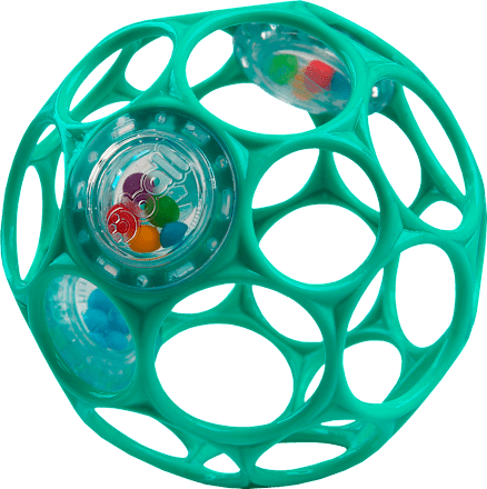 Ohybná loptička Oball Rattle - 0 m+, tyrkysová Oball