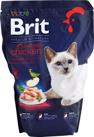 Granuly pre kastrované mačky Premium By Nature s kuracím mäsom Brit
