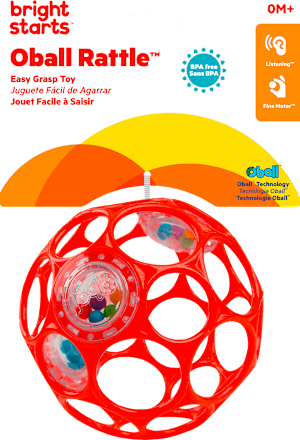 Ohybná loptička Oball Rattle - 0 m+, oranžová Oball