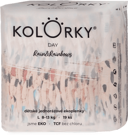Plienky Day veľkosť L (8 -13 kg) - dúhy Kolorky