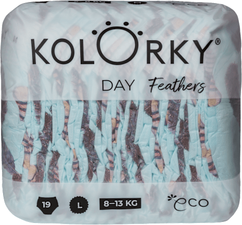 Plienky Day veľkosť L (8 - 13 kg) - pierka Kolorky