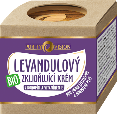 Upokojujúci levanduľový pleťový krém s konope a vitamínom E Purity Vision