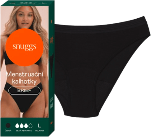 menstruační kalhotky Brief, velikost L, černé snuggs