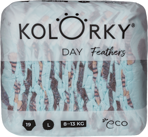 Plienky Day veľkosť L (8 - 13 kg) - pierka Kolorky