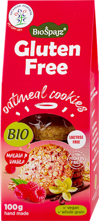 Gluten Free organski ovseni keks - malina i vanila BioŠpajz