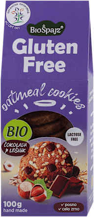 Gluten Free organski ovseni keks - čokolada i lešnik BioŠpajz