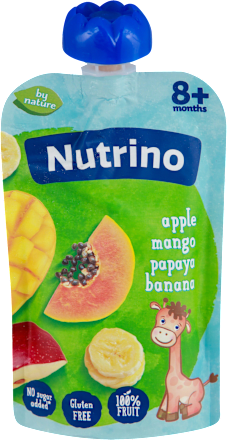 Voćni pire, jabuka, mango, papaja, banana, od 8. meseca Nutrino