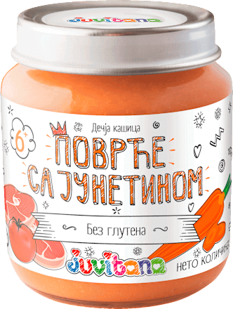Dečija kašica - povrće sa junetinom. od 6. meseca  juvitana