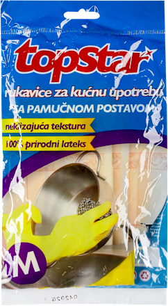 Rukavice za kućnu upotrebu sa pamučnom postavom, veličina: M, 1 par TOP STAR