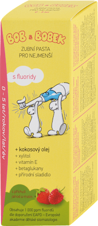 Detská zubná pasta pre najmenších s príchuťou jahody a maliny, 0-5 rokov BOB & BOBEK