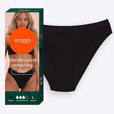 Menštruačné nohavičky Brief - čierne, silná absorpcia, veľ. L snuggs