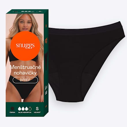Menštruačné nohavičky Brief - čierne, silná absorpcia, veľ. S snuggs