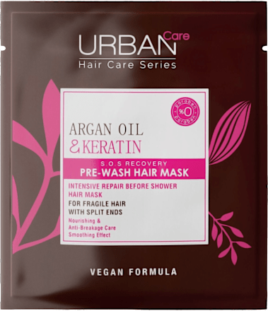 Mască pre-șamponare păr fragil cu ulei de argan și cheratină URBAN Care