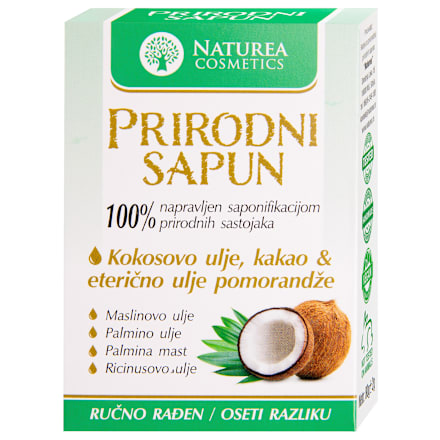PRIRODNI sapun - kokosovo ulje, kakao & eterično ulje pomorandže NATUREA COSMETICS