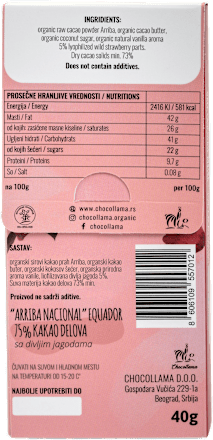 ARRIBA EQUADOR organska crna čokolada sa divljim jagodama Chocollama