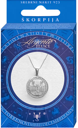 O7 srebrna ogrlica - privezak horoskopski znak - škorpija Argento FELICE